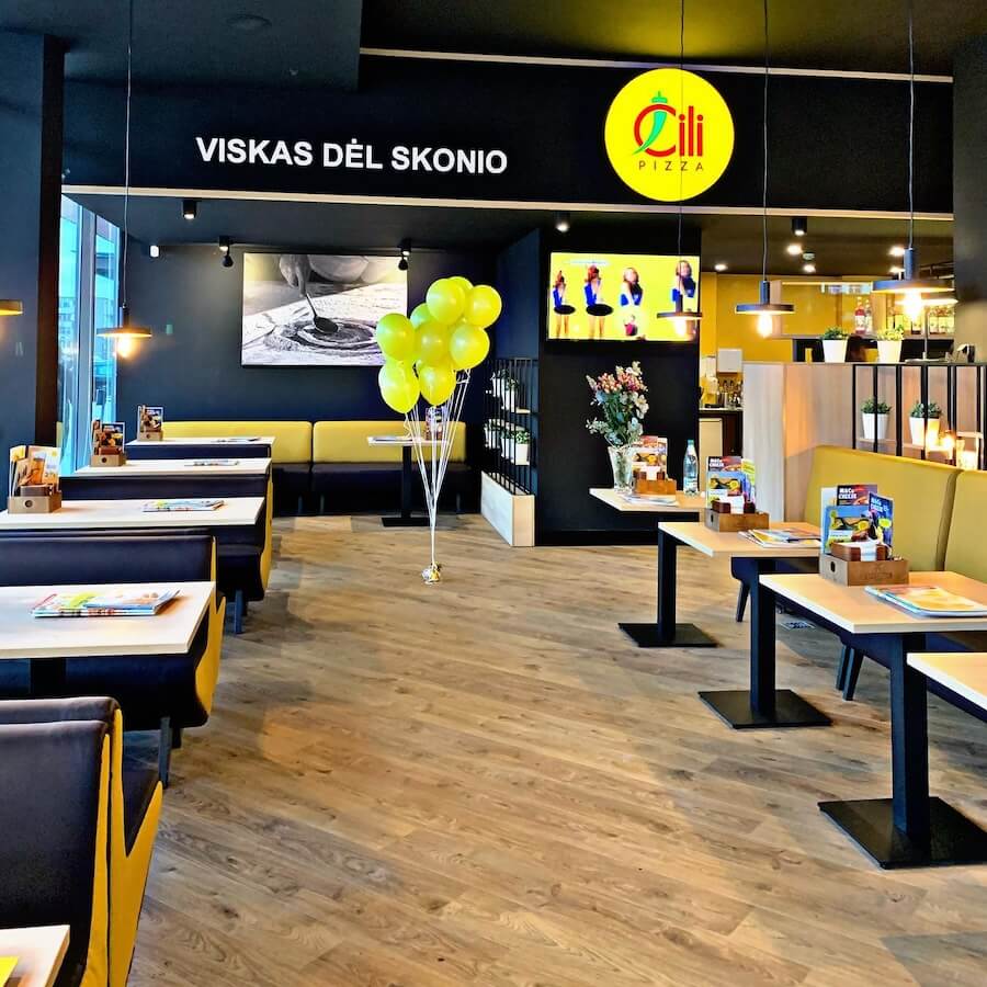 Čili Pizza IKI Vilnius reklaminiai ekranai