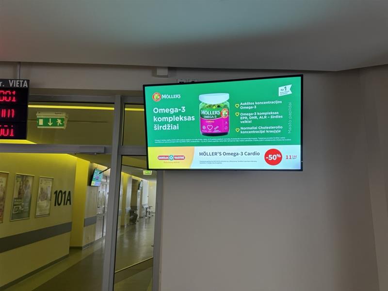 Reklaminiai ekranai VŠĮ Vilniaus centro poliklinikoje,  Diagnostikos centre